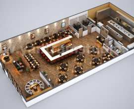 Fully Modern Bar 3D Floor Plan Design Ideas By Yantram architectural design studio London, UK