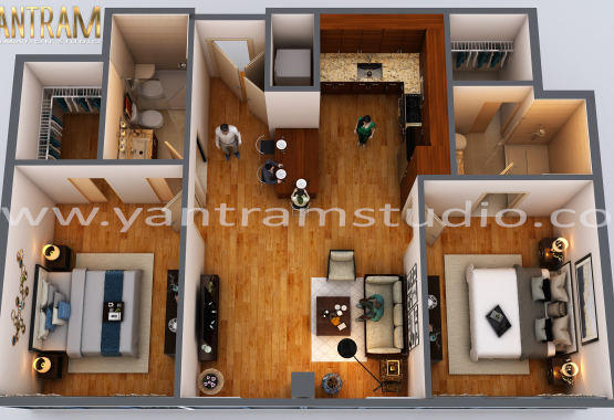 3D House Baroda, Floor plan Designs, ideas, Images by Yantram Floor Plan Designer India.