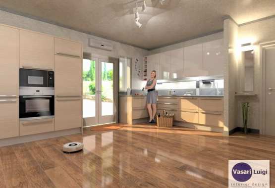 Cucina angolare con parete attrezzata