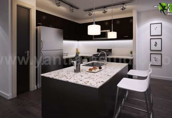 Attractive Interior Living Room and Kitchen Design