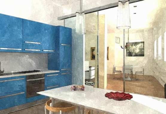 Rendering di interni stile disegno