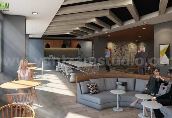 Modern Office Interior Design Ideas for Kitchen, Pantry and Waiting Areas by Yantram Interior Concept Drawings