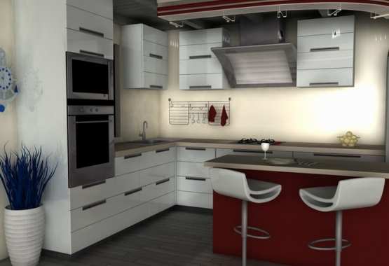 rendering interno di una cucina