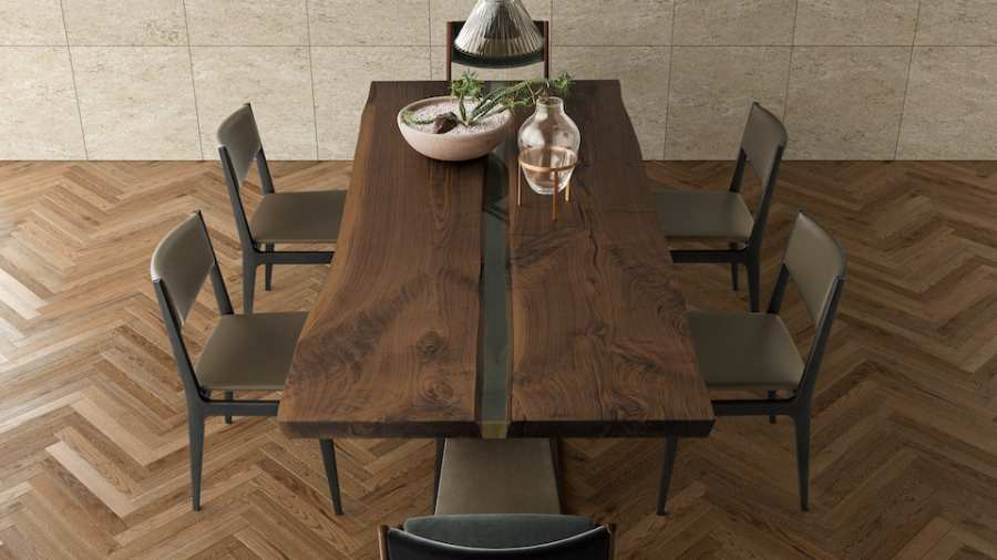 Riva 1920 tables Bedrock Plank Resin