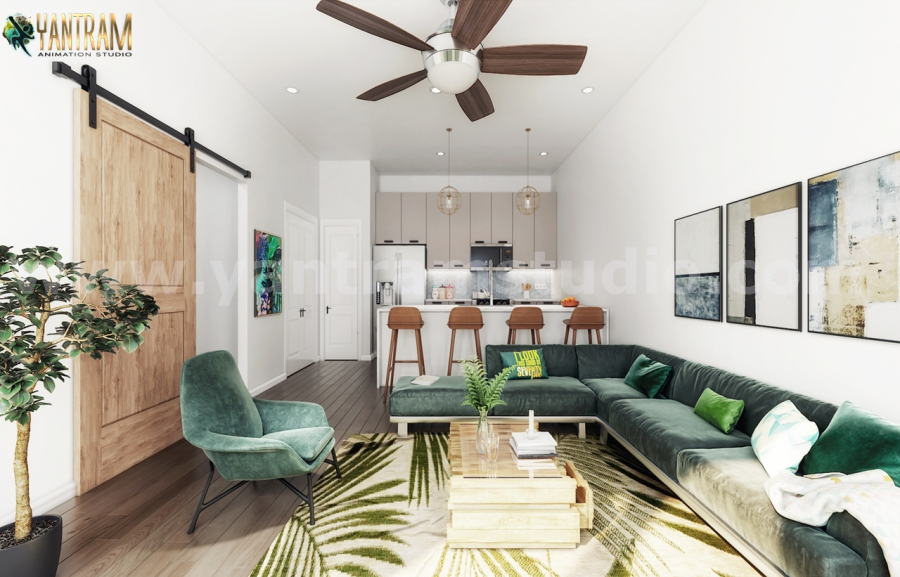 Open Plan Interior Design For Modern, Living Room And Kitchen Design