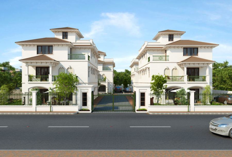 Architectural 3D Rendering Services in India for Front View of Villa