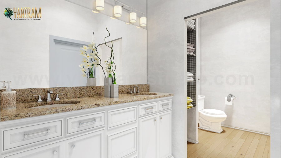 Modern Kitchen Living Room Combo Decorative Bathroom 3d