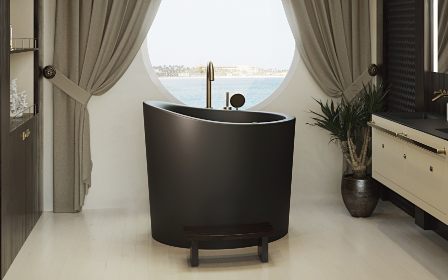 Aquatica True Ofuro Mini Heated Freestanding Solid Surface Bathtub