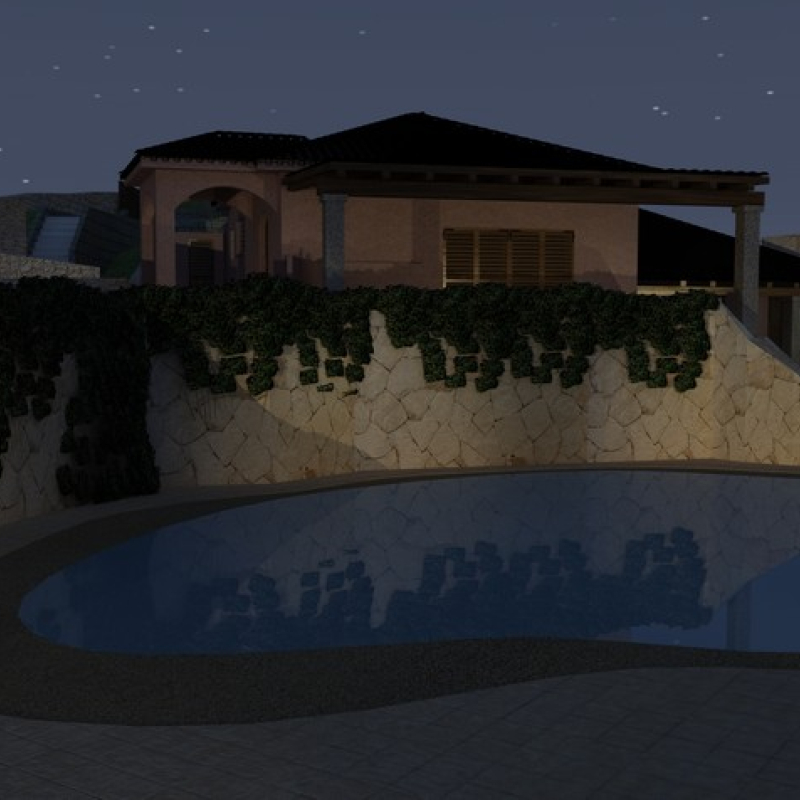 Rendering rifacimento piscina villa Porto Cervo