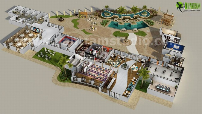 3D Resort Site Plan Layout Concept Design Paris France