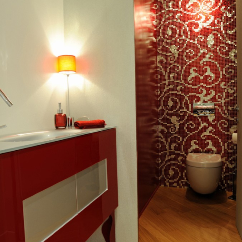 luxury spazio toilet rubino -argento-specchio