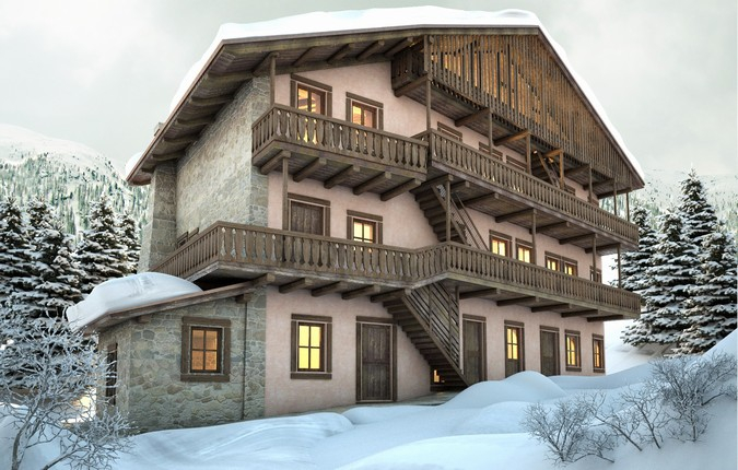 Render_ edificio residenziale in montagna