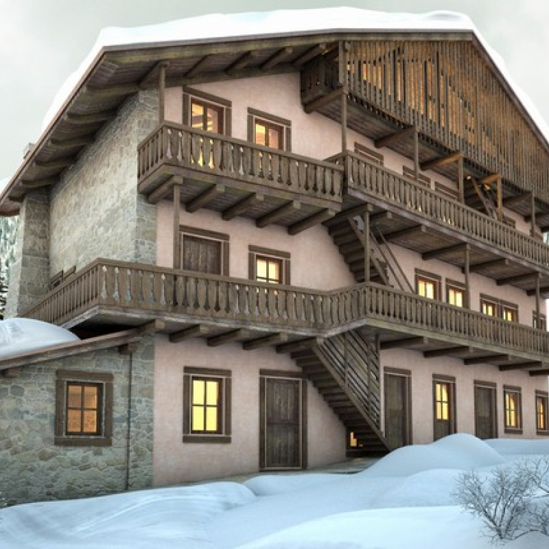 Render_ edificio residenziale in montagna