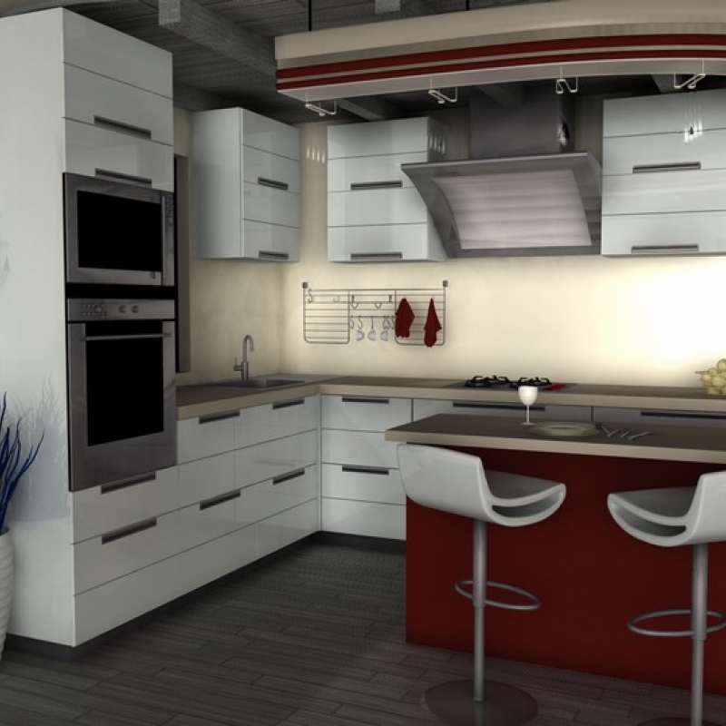 rendering interno di una cucina