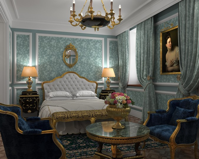 Interior design of Junior Suite of the Bariatinsky Palace (reconstruction of historical interiors adapted for the current use)