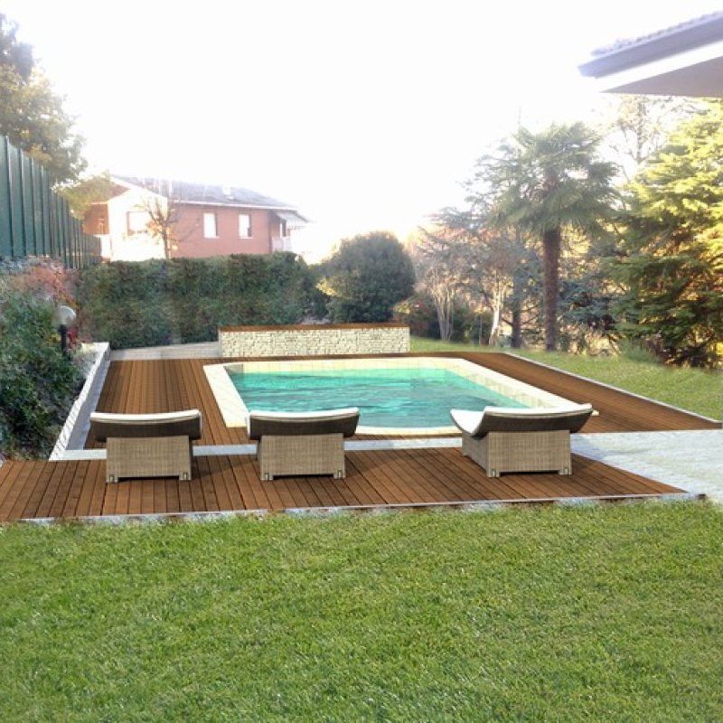 Rendering Risistemazione Esterna Villa Unifamiliare e Piscina