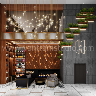 3D Interior Rendering of a Stunning Lobby in Los Angeles by Yantram 3D Architectural Rendering Studio